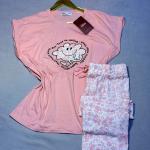 Pyjama d'été "Eliza" – Style "Keep on Smiling" (Rose / Jaune)